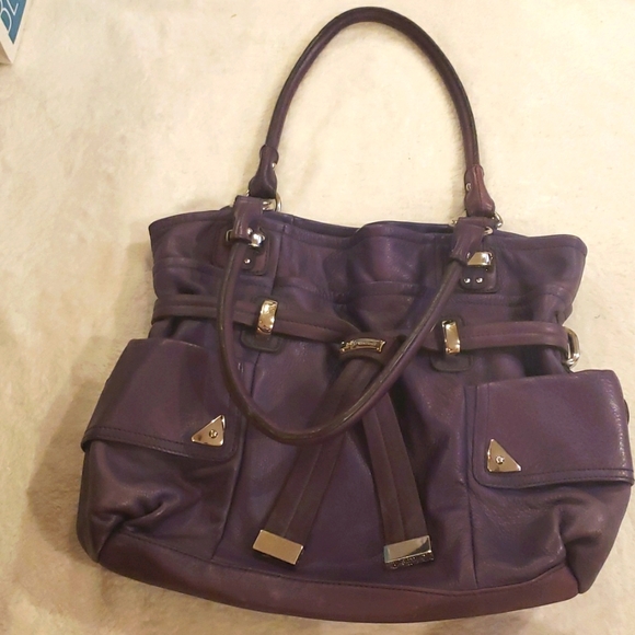 Markowski Deep Purple Leather Handbag, 11" x 16" x 4" - Picture 1 of 7